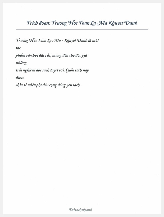Trích đoạn Truong Hoc Toan La Ma Khuyet Danh
