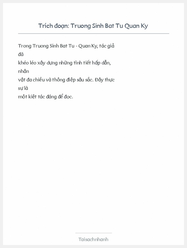 Trích đoạn Truong Sinh Bat Tu Quan Ky