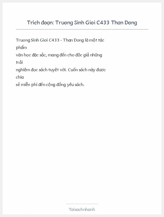 Trích đoạn Truong Sinh Gioi C433 Than Dong