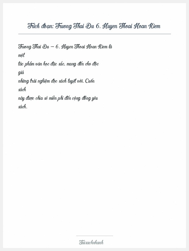 Trích đoạn Truong Thai Du 6. Huyen Thoai Hoan Kiem