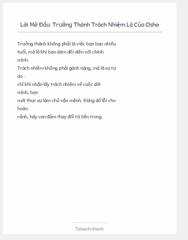 Trích đoạn Trưởng Thành Trách Nhiệm Là Của Osho