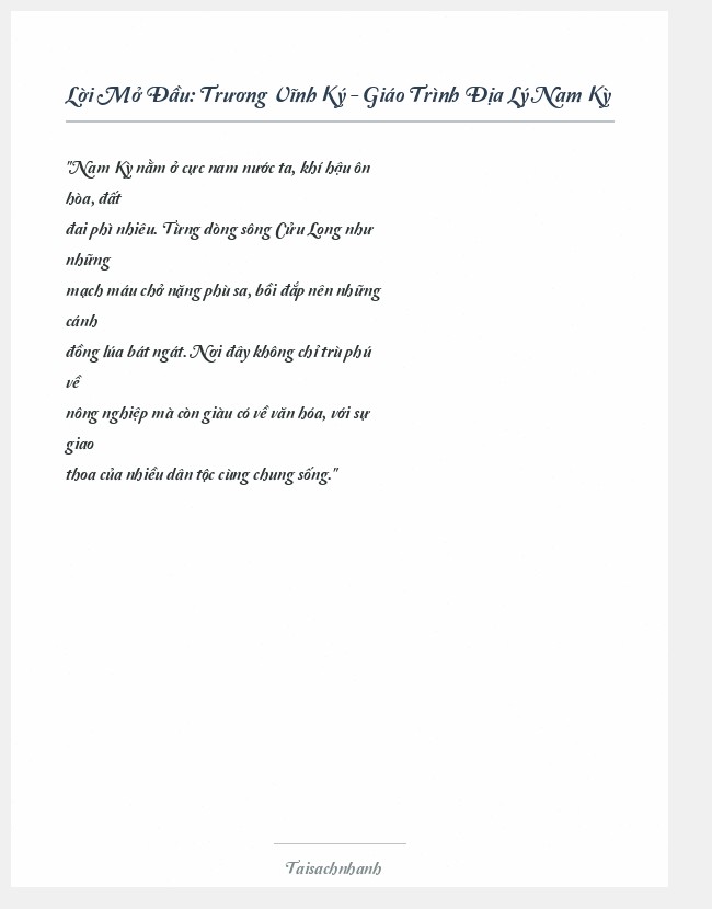 Trích đoạn Trương Vĩnh Ký - Giáo Trình Địa Lý Nam Kỳ
