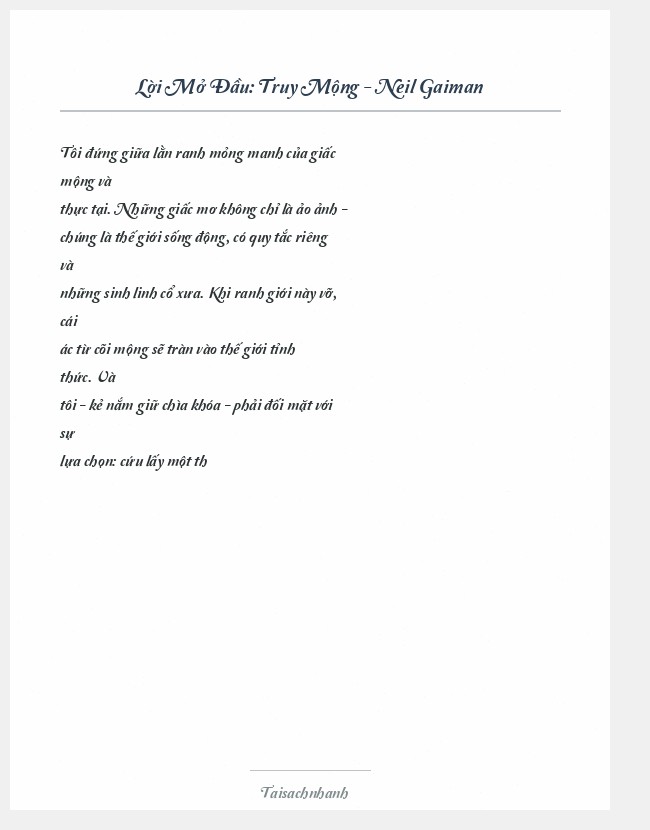 Trích đoạn Truy Mộng - Neil Gaiman