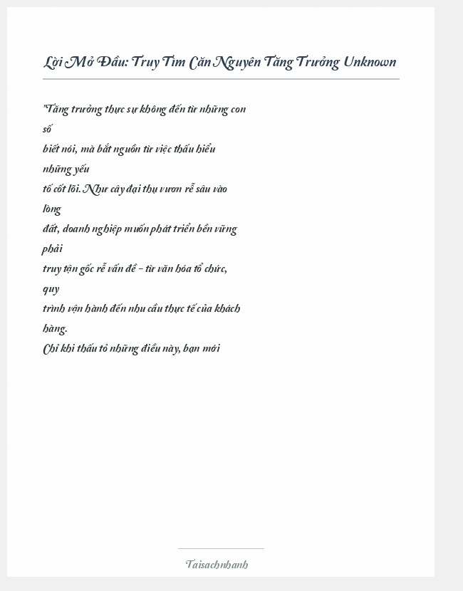 Trích đoạn Truy Tìm Căn Nguyên Tăng Trưởng Unknown