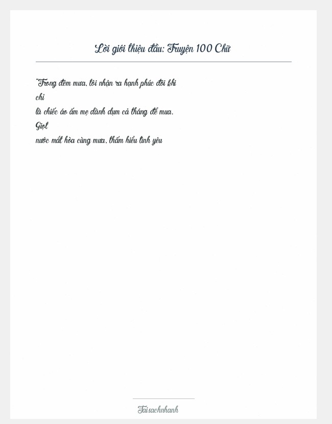 Trích đoạn Truyện 100 Chữ