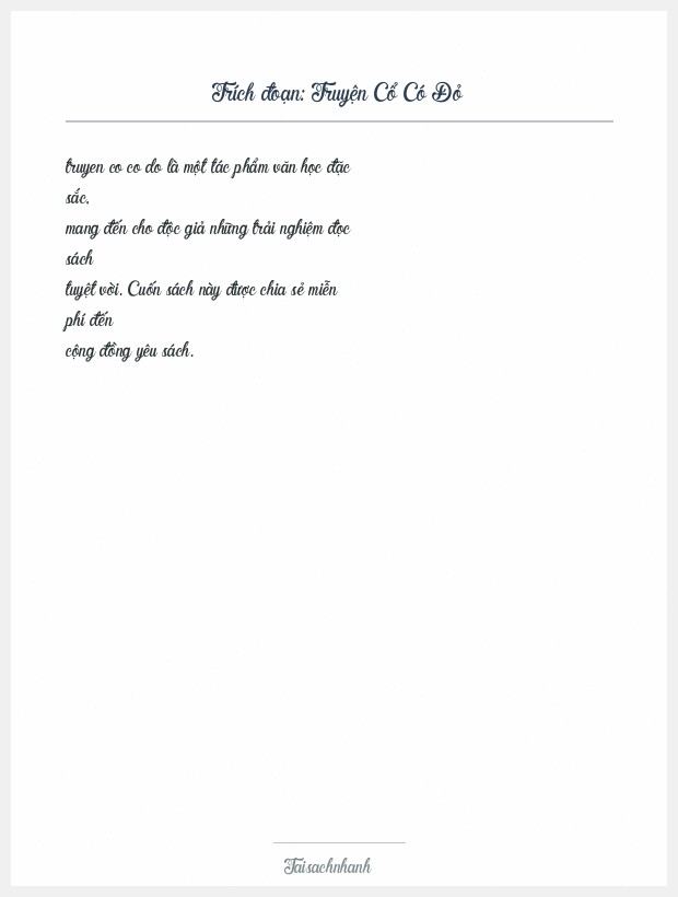 Trích đoạn Truyện Cổ Có Đỏ