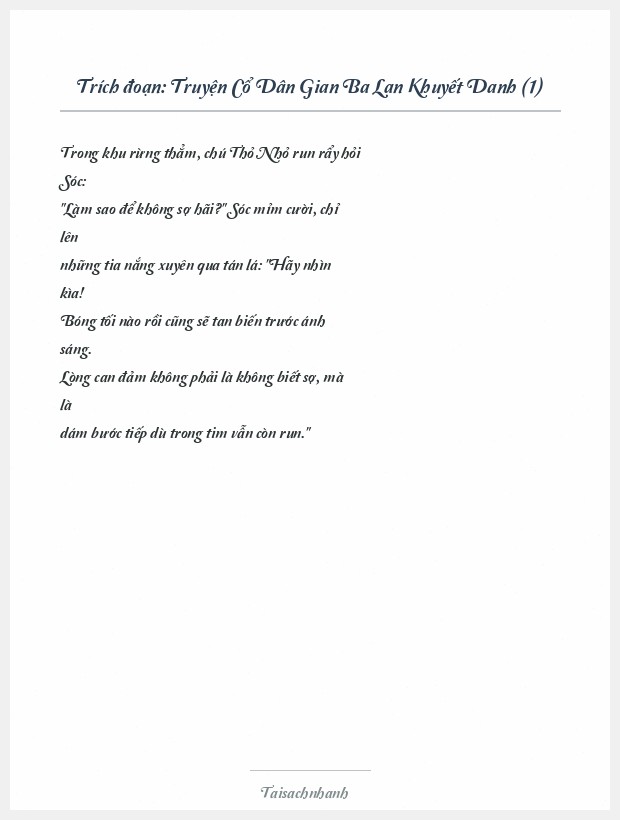 Trích đoạn Truyện Cổ Dân Gian Ba Lan Khuyết Danh (1)