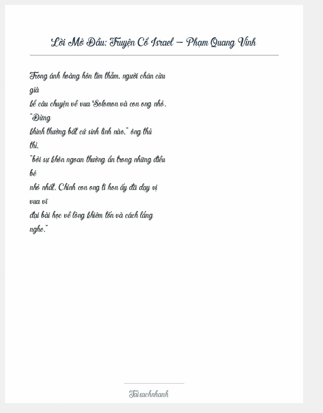 Trích đoạn Truyện Cổ Israel - Phạm Quang Vinh