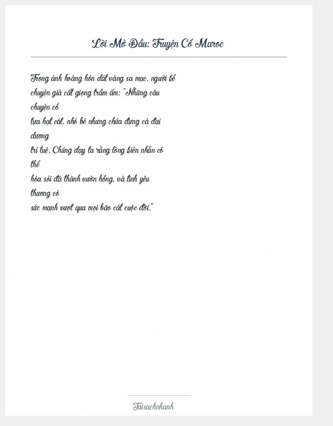 Trích đoạn Truyện Cổ Maroc