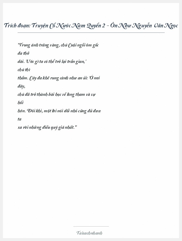 Trích đoạn Truyện Cổ Nước Nam Quyển 2 - Ôn Như Nguyễn Văn Ngọc