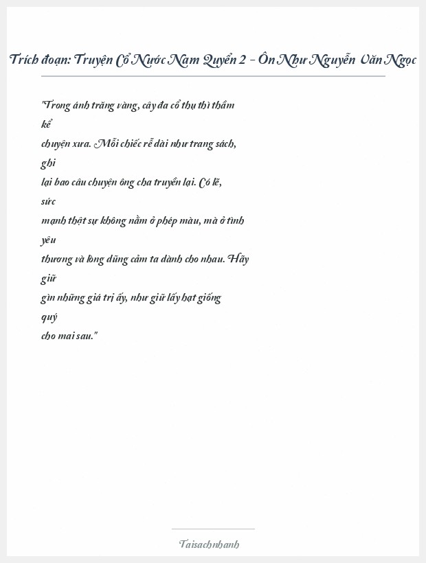 Trích đoạn Truyện Cổ Nước Nam Quyển 2 - Ôn Như Nguyễn Văn Ngọc