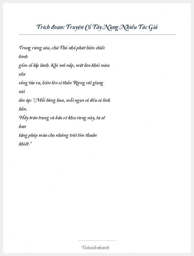 Trích đoạn Truyện Cổ Tây Nùng Nhiều Tác Giả