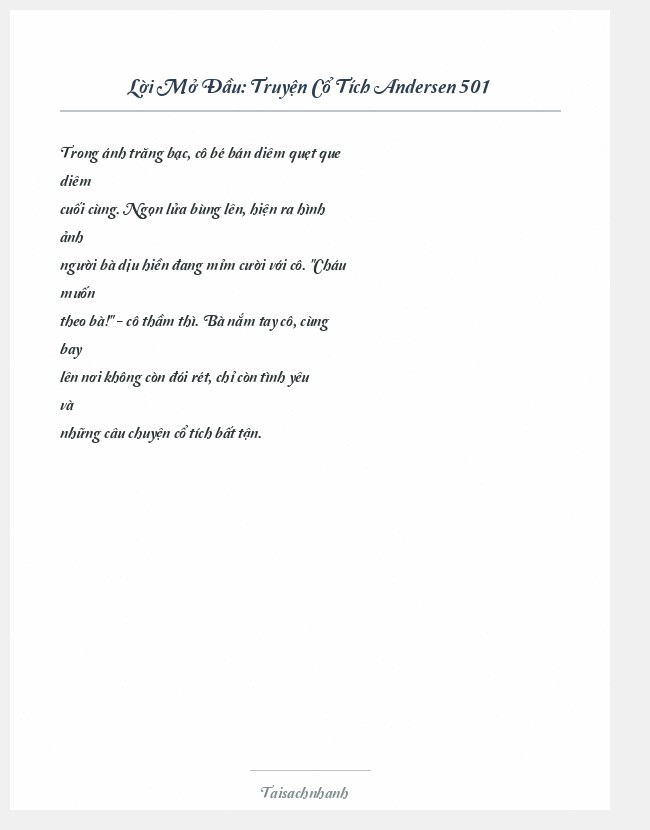 Trích đoạn Truyện Cổ Tích Andersen 501