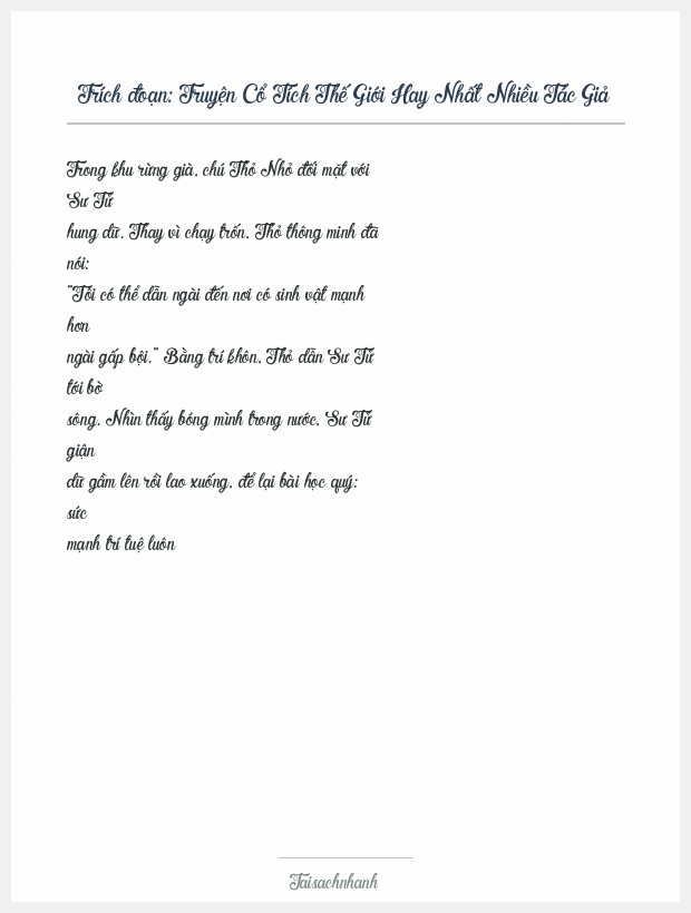 Trích đoạn Truyện Cổ Tích Thế Giới Hay Nhất Nhiều Tác Giả