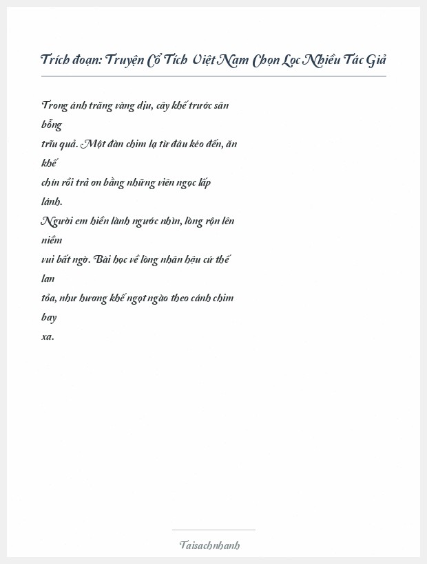 Trích đoạn Truyện Cổ Tích Việt Nam Chọn Lọc Nhiều Tác Giả