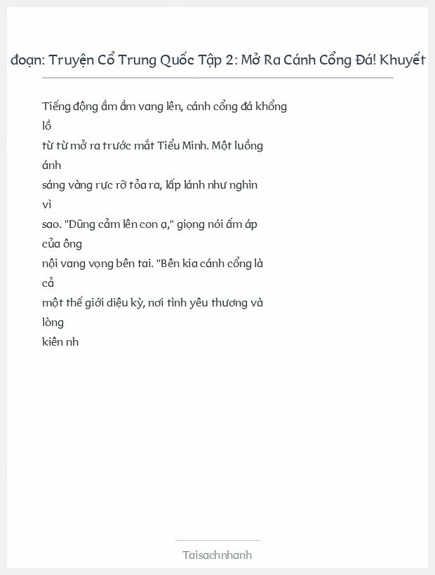 Trích đoạn Truyện Cổ Trung Quốc Tập 2: Mở Ra Cánh Cổng Đá! Khuyết Danh