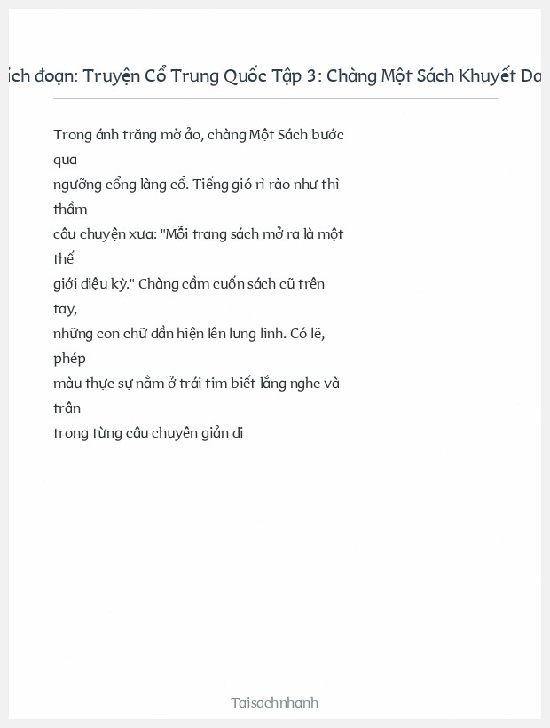 Trích đoạn Truyện Cổ Trung Quốc Tập 3: Chàng Một Sách Khuyết Danh