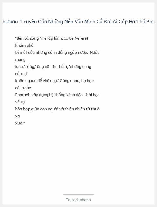 Trích đoạn Truyện Của Những Nền Văn Minh Cổ Đại Ai Cập Hạ Thủ Phương