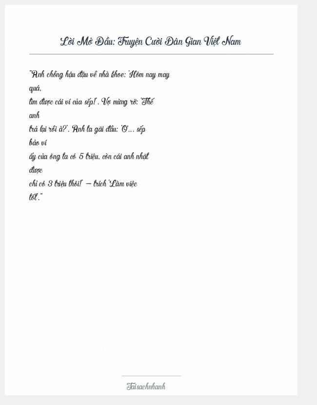 Trích đoạn Truyện Cười Dân Gian Việt Nam