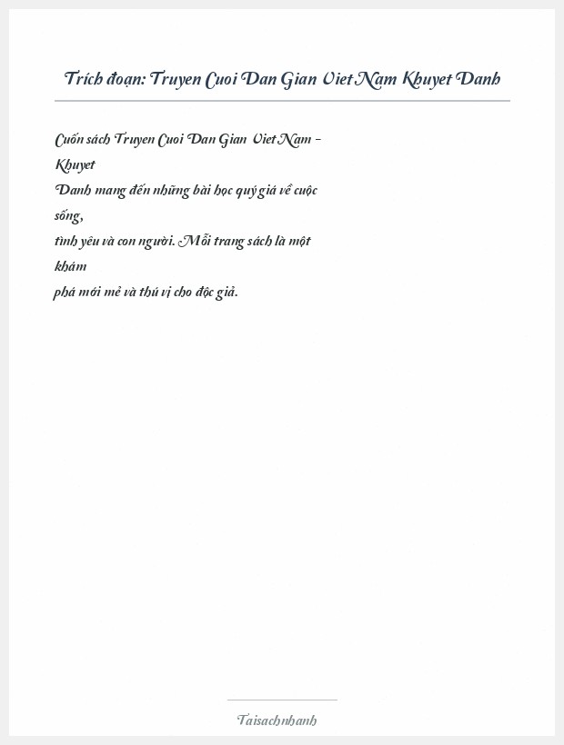 Trích đoạn Truyen Cuoi Dan Gian Viet Nam Khuyet Danh