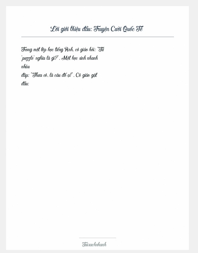 Trích đoạn Truyện Cười Quốc Tế
