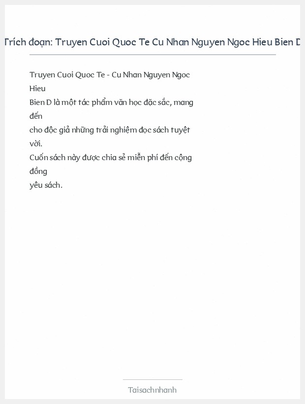 Trích đoạn Truyen Cuoi Quoc Te Cu Nhan Nguyen Ngoc Hieu Bien D
