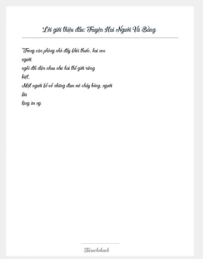 Trích đoạn Truyện Hai Người Vũ Bằng