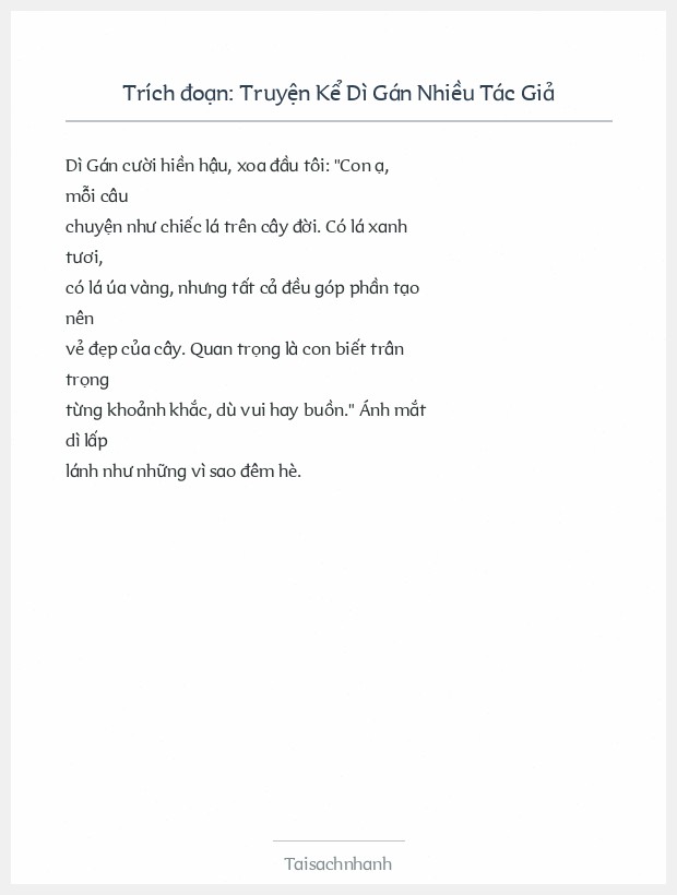 Trích đoạn Truyện Kể Dì Gán Nhiều Tác Giả
