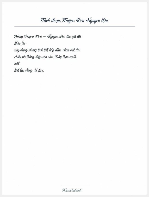 Trích đoạn Truyen Kieu Nguyen Du