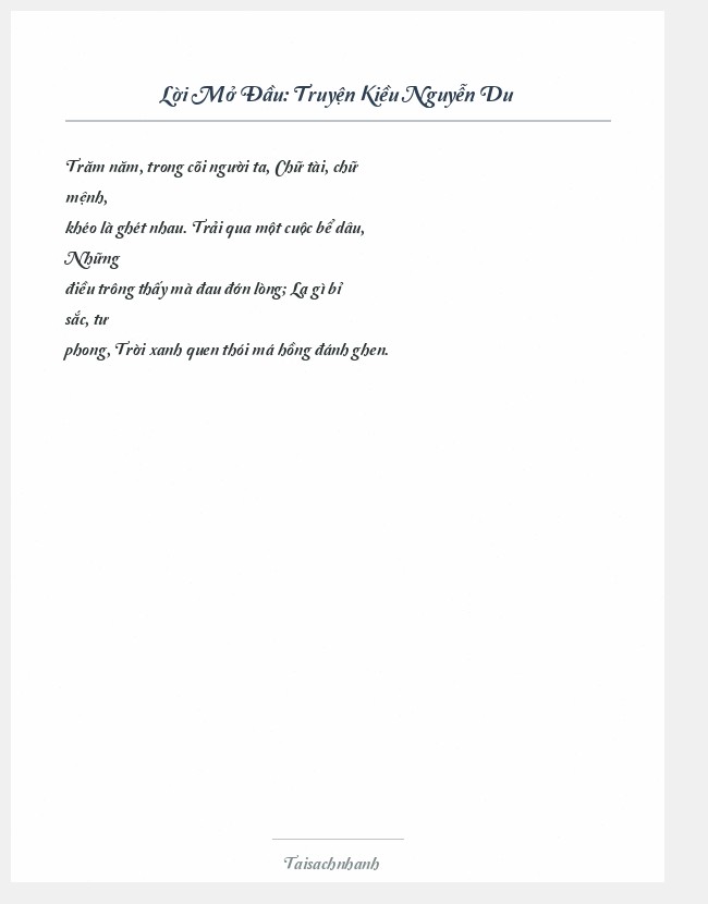Trích đoạn Truyện Kiều Nguyễn Du