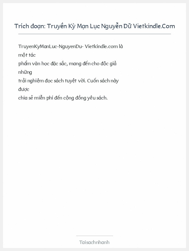Trích đoạn Truyền Kỳ Mạn Lục Nguyễn Dữ Vietkindle.Com