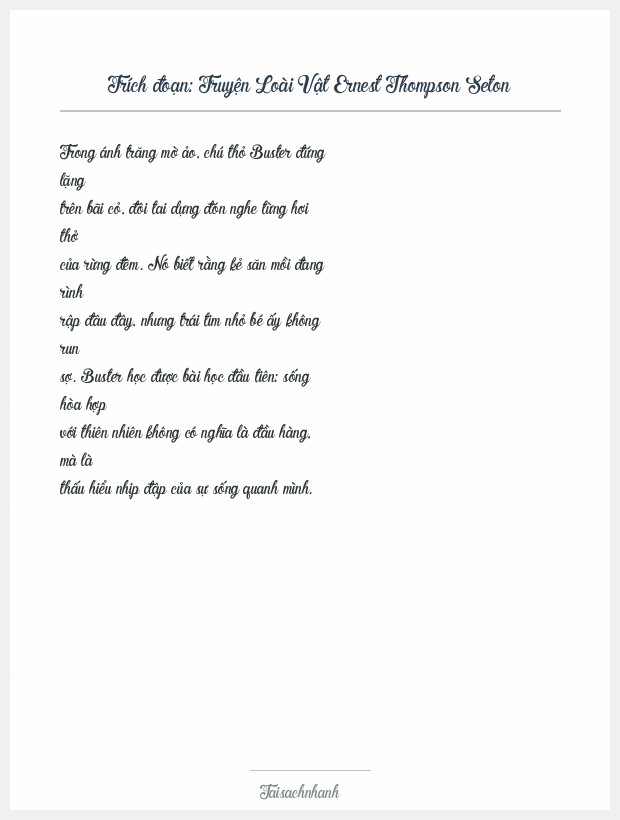 Trích đoạn Truyện Loài Vật Ernest Thompson Seton