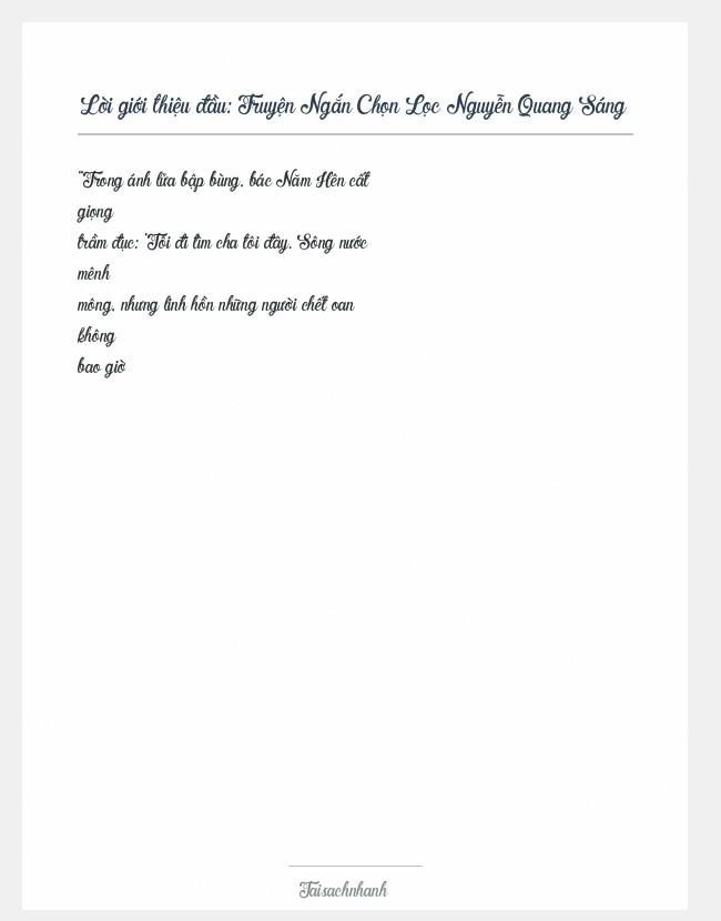 Trích đoạn Truyện Ngắn Chọn Lọc Nguyễn Quang Sáng