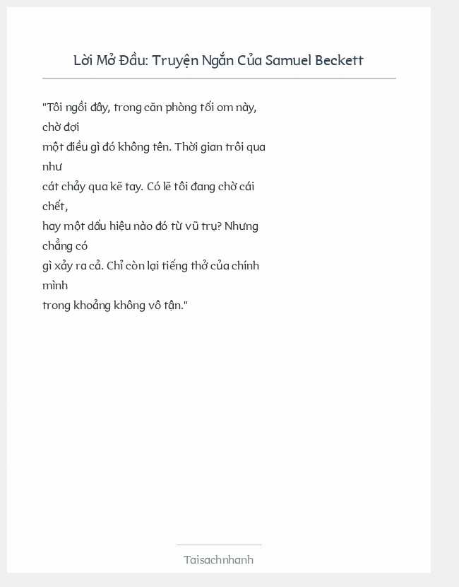 Trích đoạn Truyện Ngắn Của Samuel Beckett