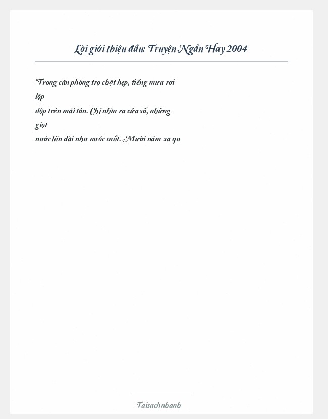 Trích đoạn Truyện Ngắn Hay 2004