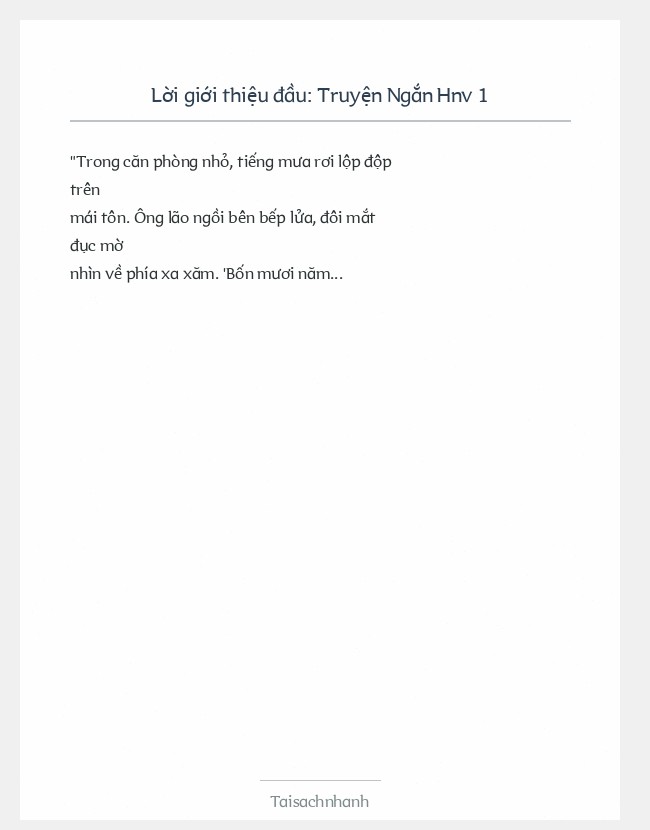 Trích đoạn Truyện Ngắn Hnv 1