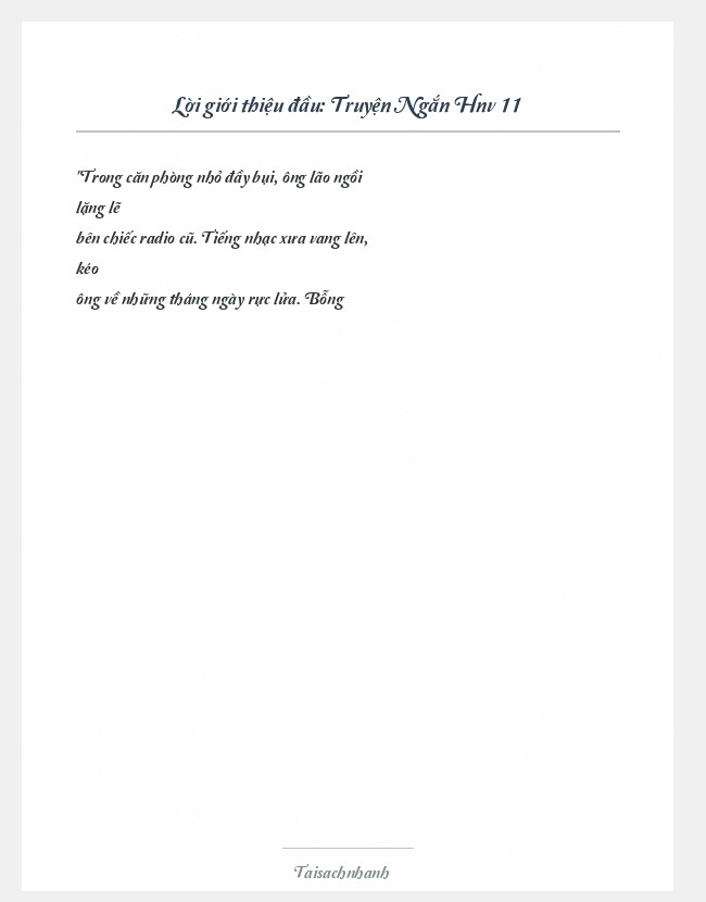 Trích đoạn Truyện Ngắn Hnv 11