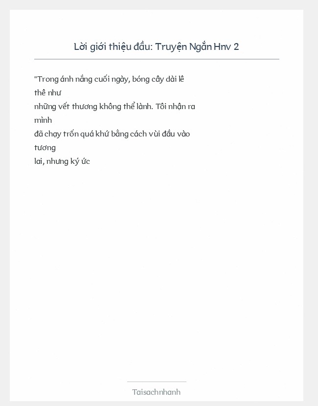 Trích đoạn Truyện Ngắn Hnv 2