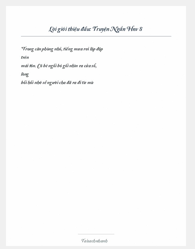 Trích đoạn Truyện Ngắn Hnv 8