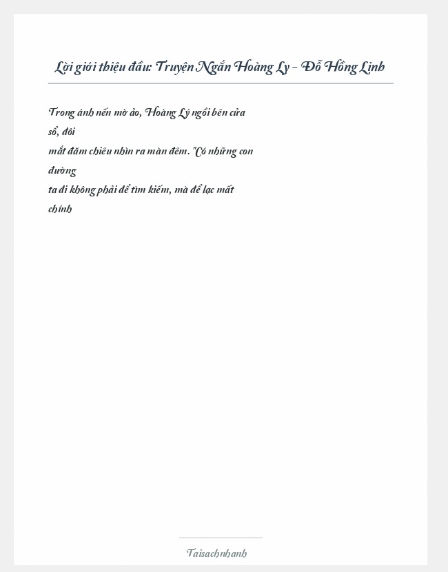Trích đoạn Truyện Ngắn Hoàng Ly - Đỗ Hồng Linh
