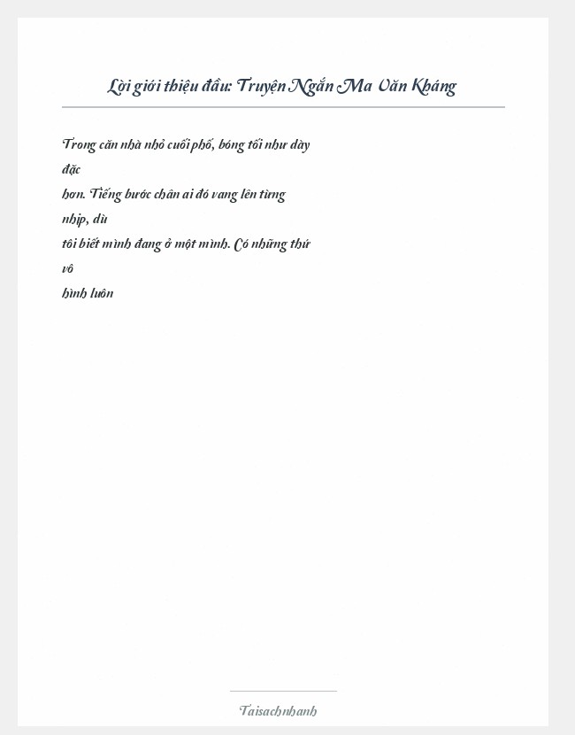 Trích đoạn Truyện Ngắn Ma Văn Kháng