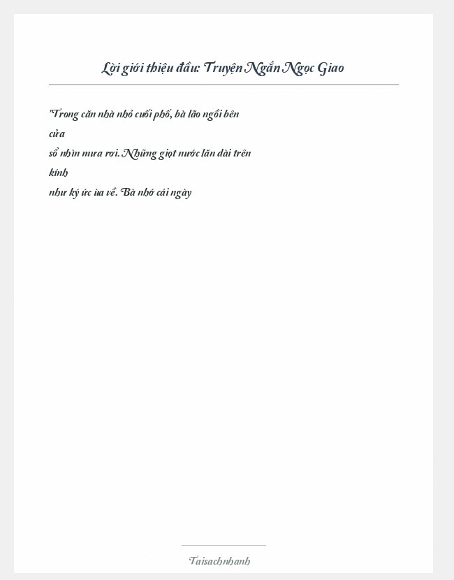 Trích đoạn Truyện Ngắn Ngọc Giao