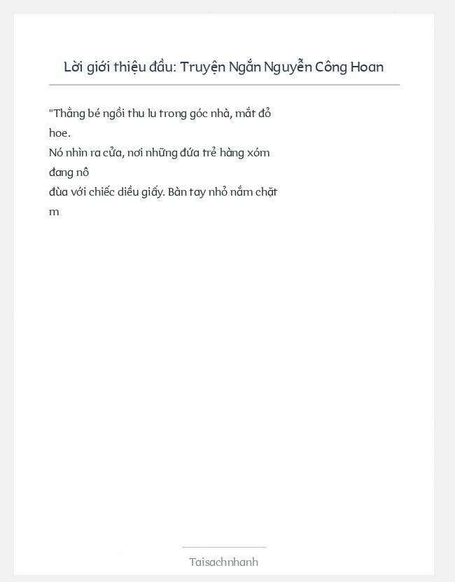 Trích đoạn Truyện Ngắn Nguyễn Công Hoan