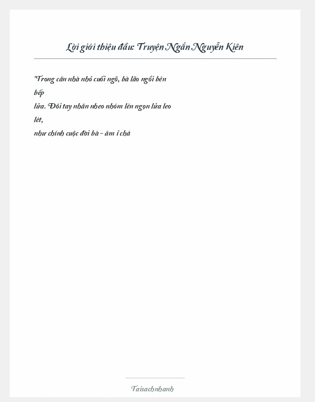 Trích đoạn Truyện Ngắn Nguyễn Kiên