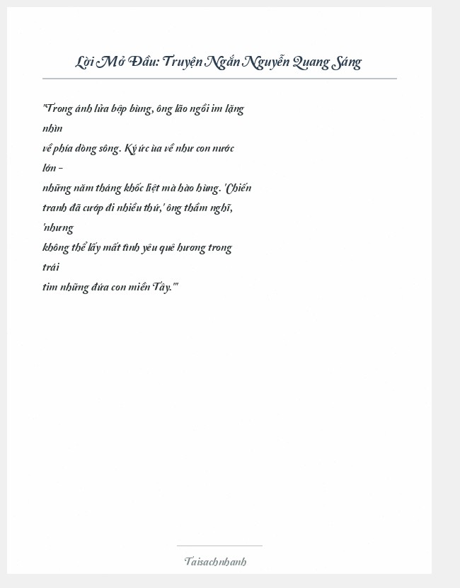 Trích đoạn Truyện Ngắn Nguyễn Quang Sáng