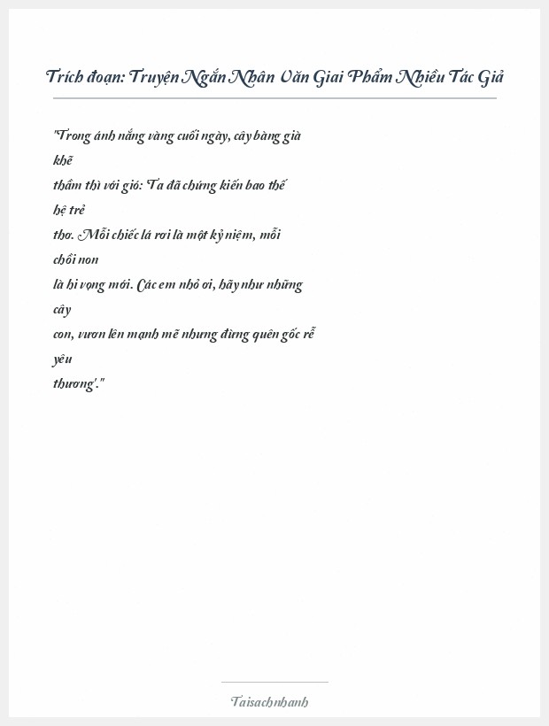 Trích đoạn Truyện Ngắn Nhân Văn Giai Phẩm Nhiều Tác Giả