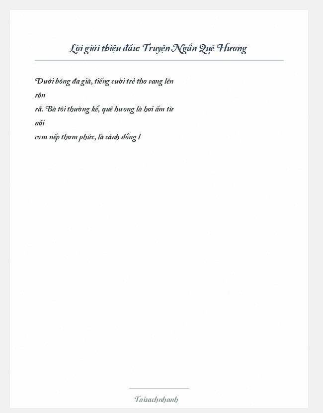 Trích đoạn Truyện Ngắn Quê Hương