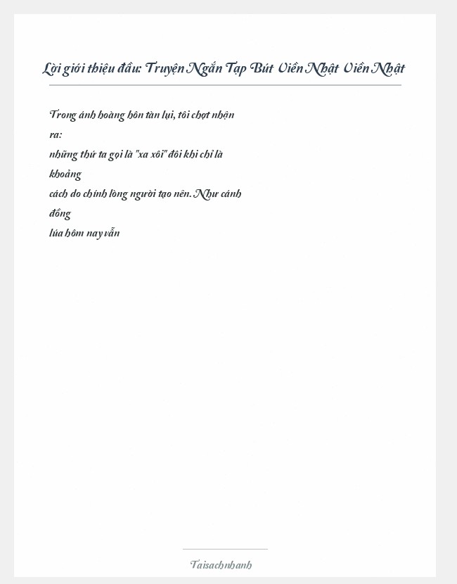 Trích đoạn Truyện Ngắn Tạp Bút Viền Nhật Viền Nhật