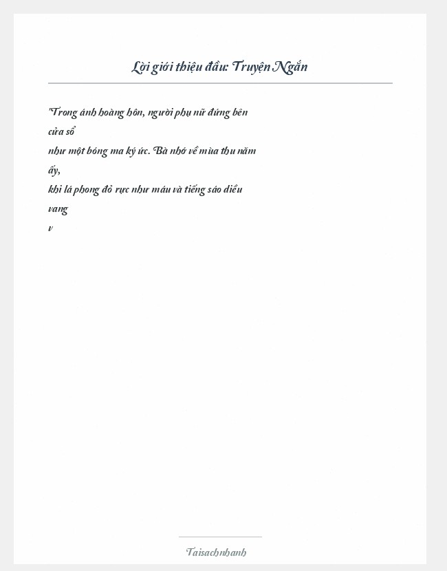 Trích đoạn Truyện Ngắn