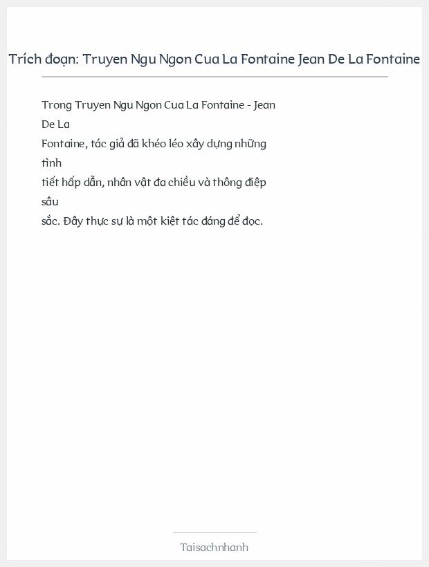 Trích đoạn Truyen Ngu Ngon Cua La Fontaine Jean De La Fontaine